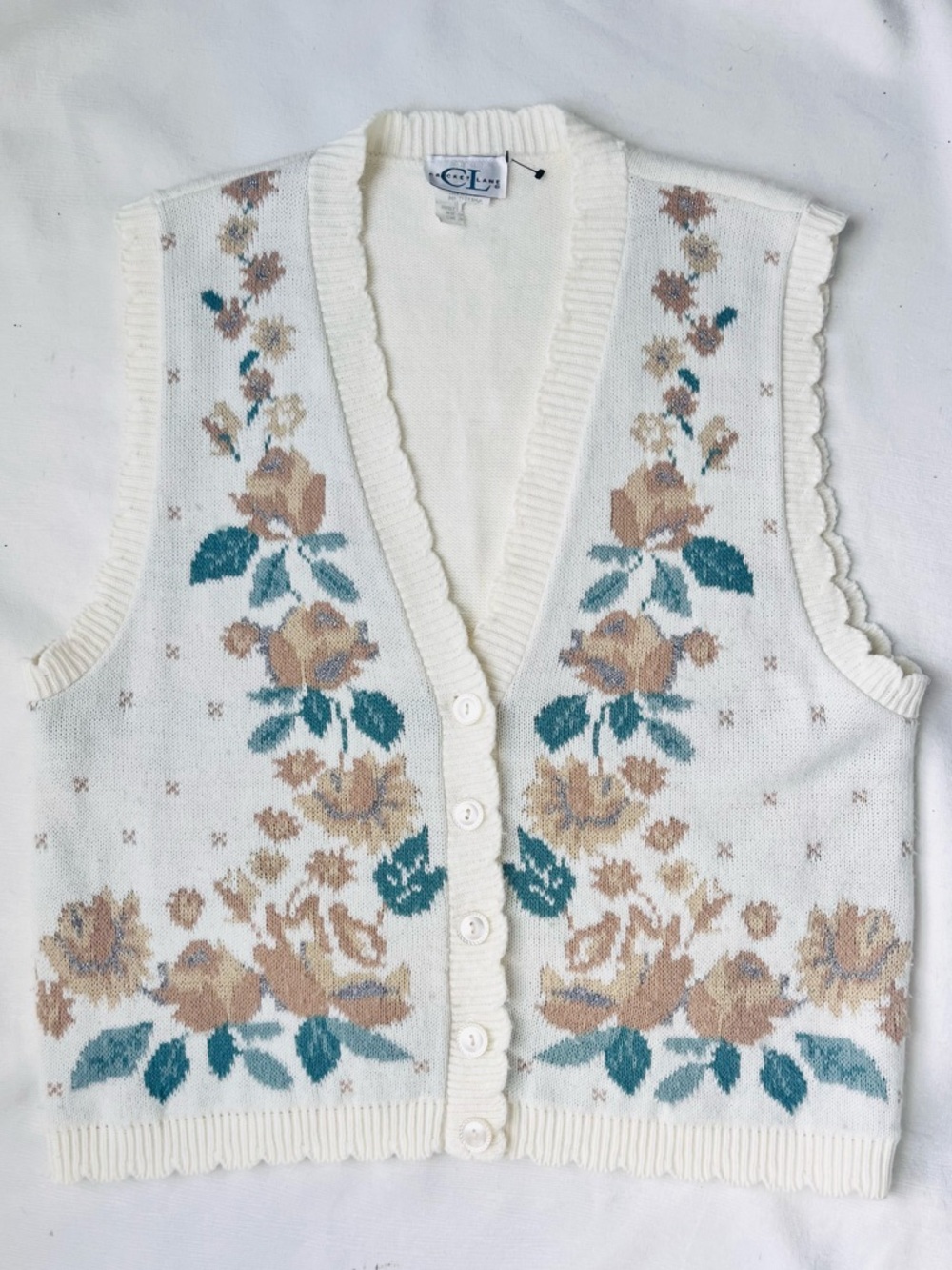 Cricket Lane vintage women’s floral button down sweater vest M